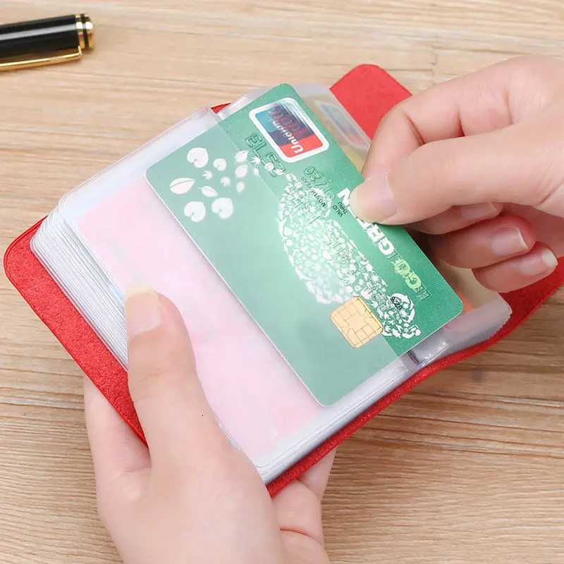 24 Bits Credit Card Holder Business Bank Card Pocket PU Large Capacity Card Cash Storage Clip Organizer Case ID Holder WalletW251017