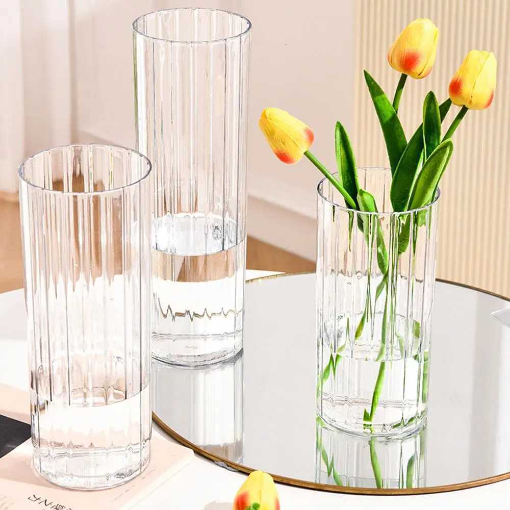 1Pcs Unbreakable Hurricane Tall Large Plastic Vases For Wedding Centerpieces Hydroponic Decor Transparent Cylinder Flower Vase C251017