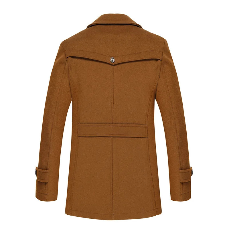 Men Fashion Autumn Winter Wool Trench Coats Fashion Middle Long Jacket Male Double Collar Zipper Coat Windbreak Woolen Overcoat 251017