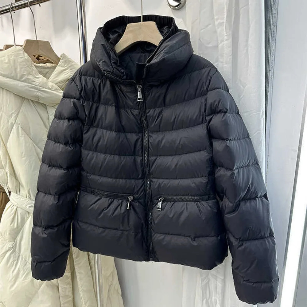 Winter Down Coats Puffer Jacket Women Simple Casual Elegant Outerwears Standup Collar Thick Slim Warm Short Down Jackets 251014