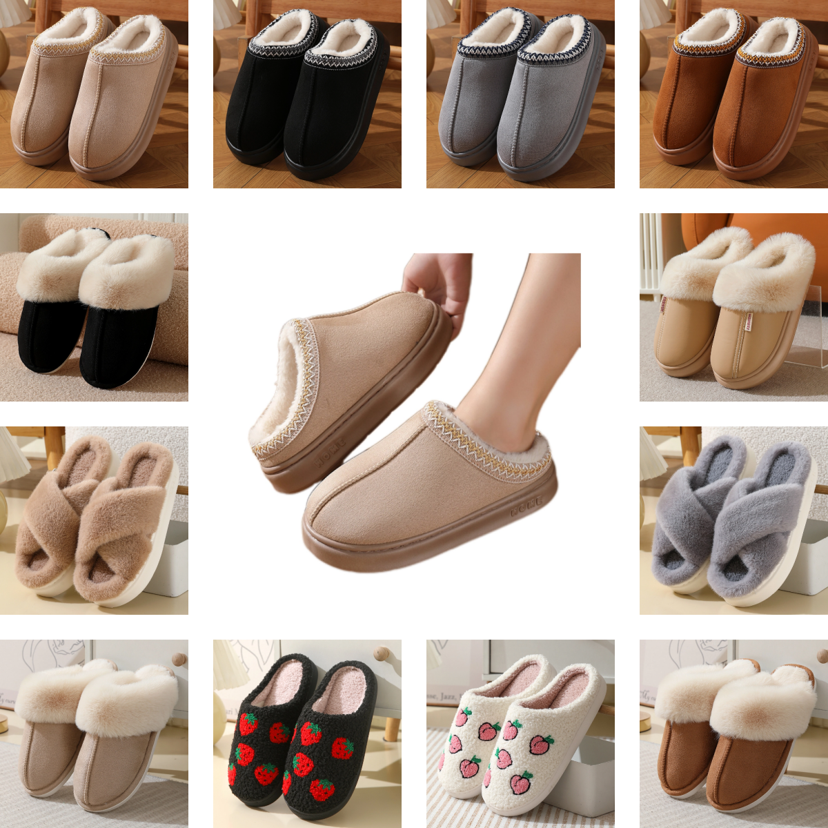 Designer Women's Tazz Slippers Fashion Fluffy Platform Boot Fur Slides Men Winter thicken Plush Warm Cotton Shoes Woman Comfort Non Slip Unisex H