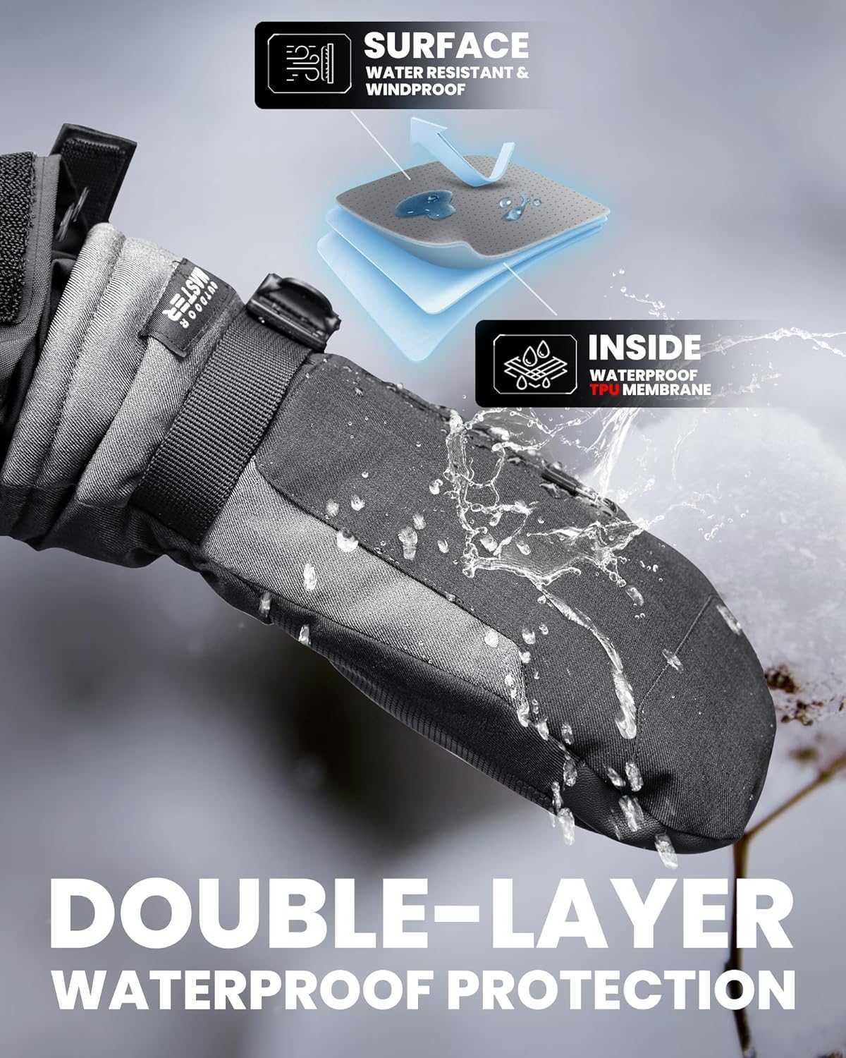 Ski Mittens for Women Men Waterproof Windproof Ski Gloves Winter Warm Snowboarding Gloves Z251017