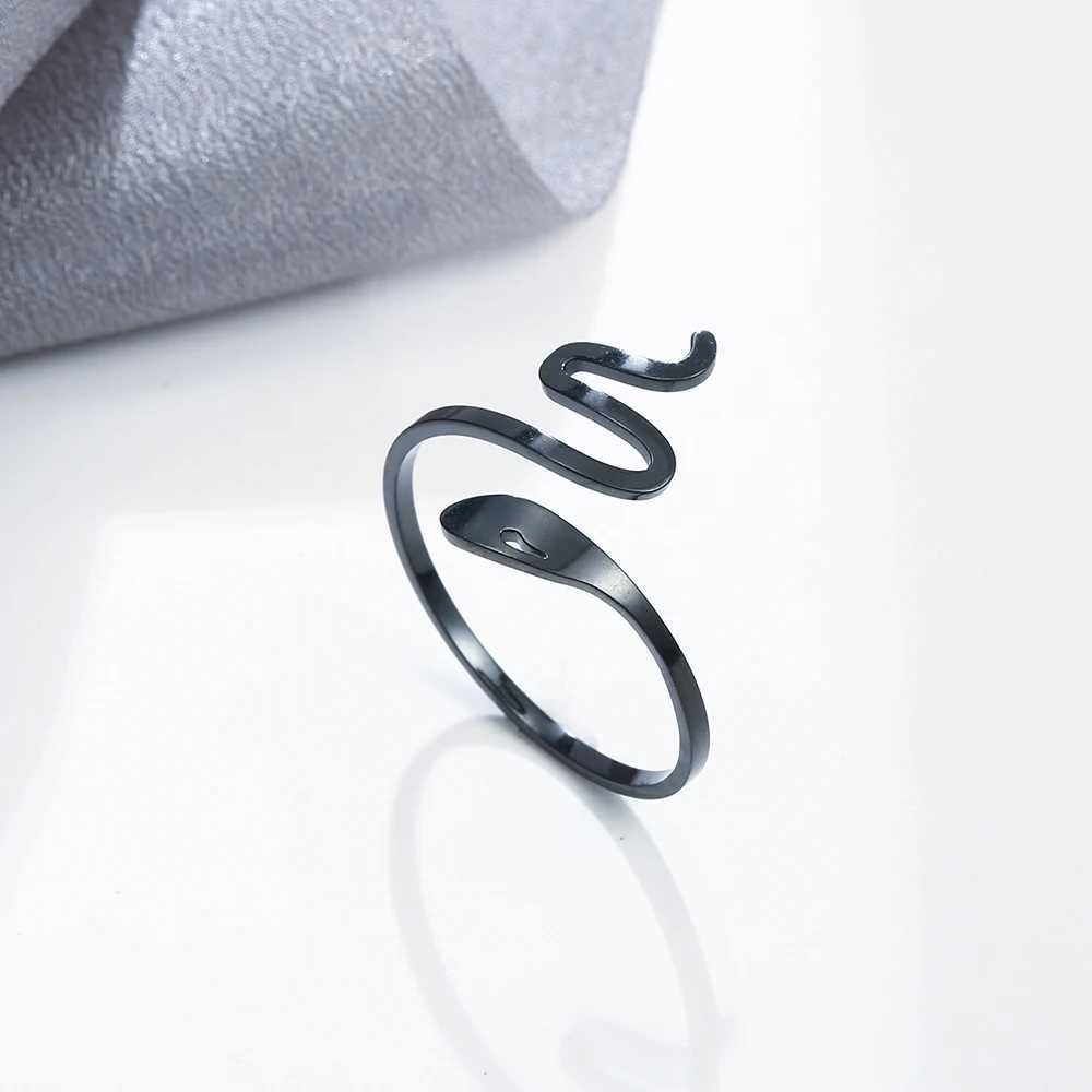 Skyrim Lovely Snake Shaped Adjustable Ring for Women Girls Minimalist Jewelry Ring Stainless Steel Birthday Party Gift WholesaleW251017
