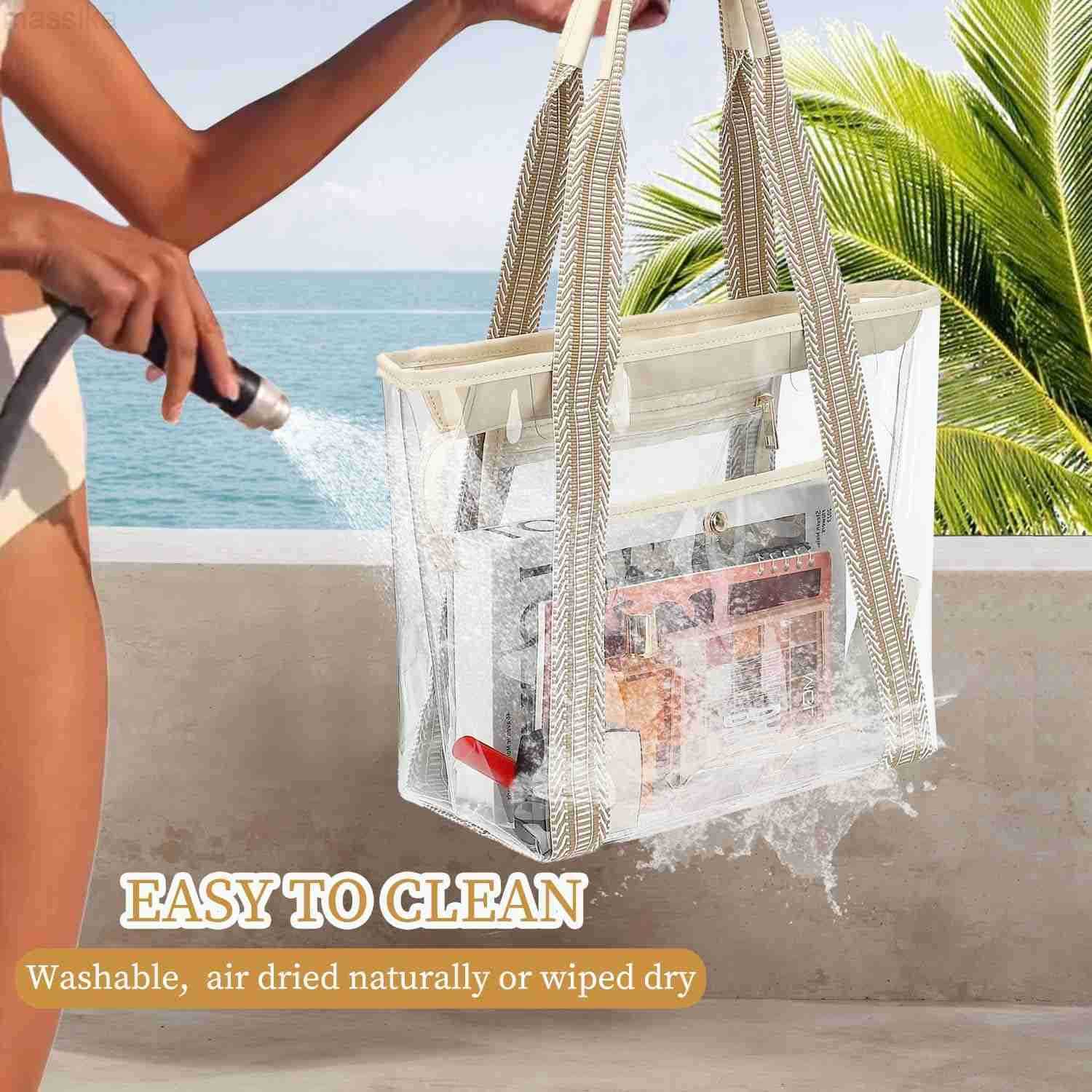 Clear Bag for Stadium Events 12x6x12 Clear Beach tote Bag with Zipper for Sports Concerts Work M251017