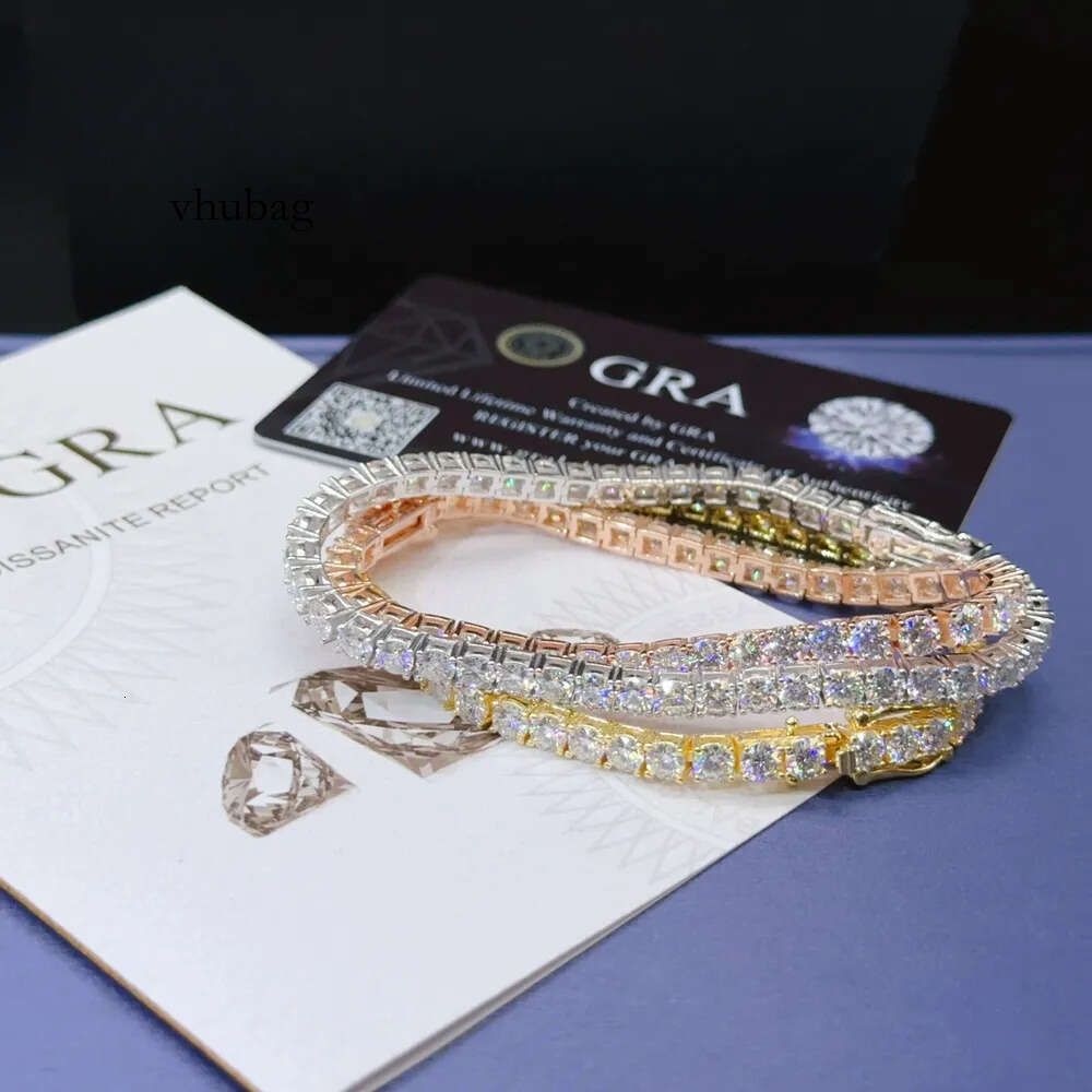 High Quality Sterling Sier Ice Out 4mm 65 Moissanite VVS Tennis Chain Bracelet for Men Women