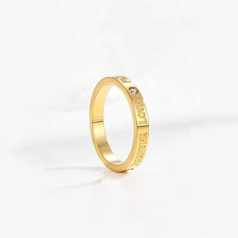 3mm Stainless Steel FOREVER LOVE Engaved CZ Wedding Band Ring for Women Girl Size 410W251017
