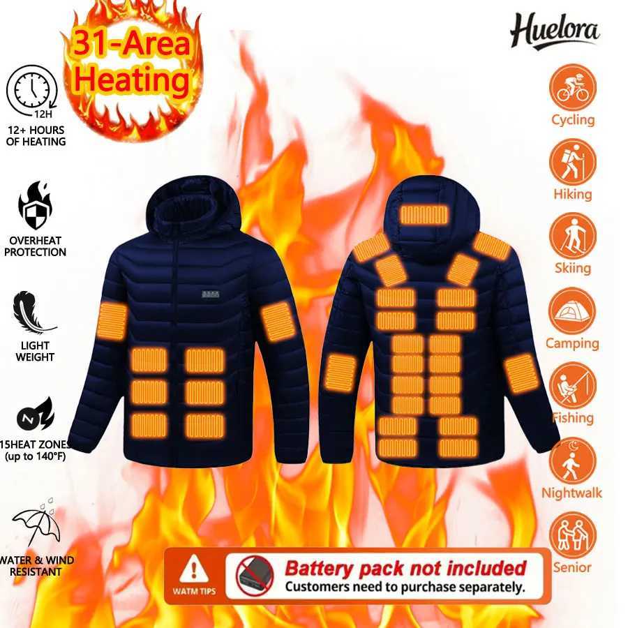 31 Area Heated Jacket Winter Women Warm Camping Heating Coat Men Hunting Heat Apparel Cold Weather Power Bank Not Included H251017