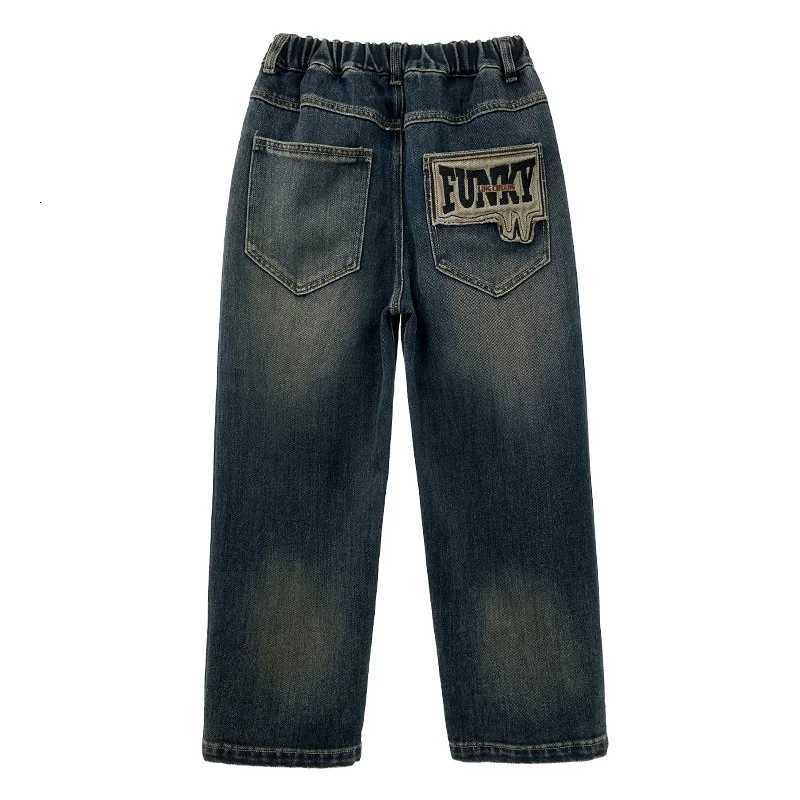 Teenagers Boys Jeans Spring Autumn Kids Denim Trousers Children Baggy Pants Elastic Waist Blue Jeans 6 7 8 10 11 12 13 14 YearsT251017