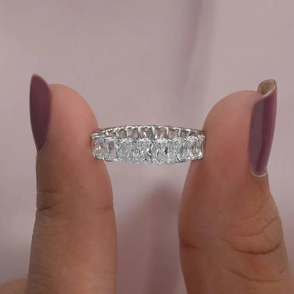 GIA IGI Certificate Lab Grown Diamond Engagement Ring Cvd Hpht Ice Out Emerald Cut 14K Solid Gold Fine Jewelry Wedding Rings