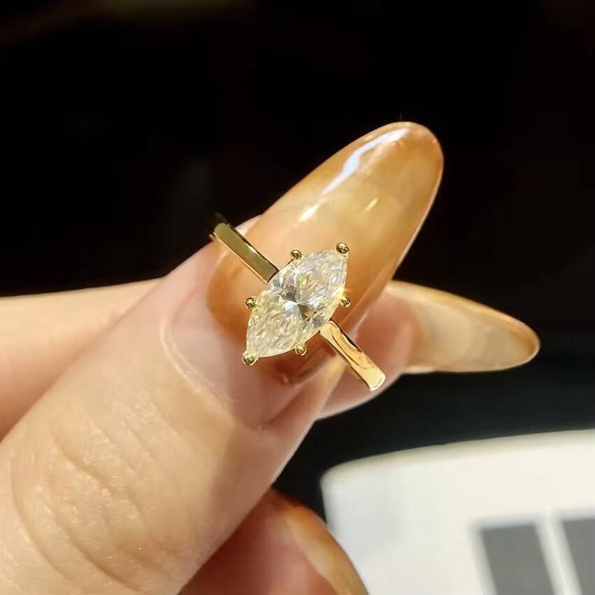 Speedin Luxury Custom Fine Jewelry 15ct DEF VVS VS 14K Yellow Gold Marquise Cut Lab Diamond Wedding Ring