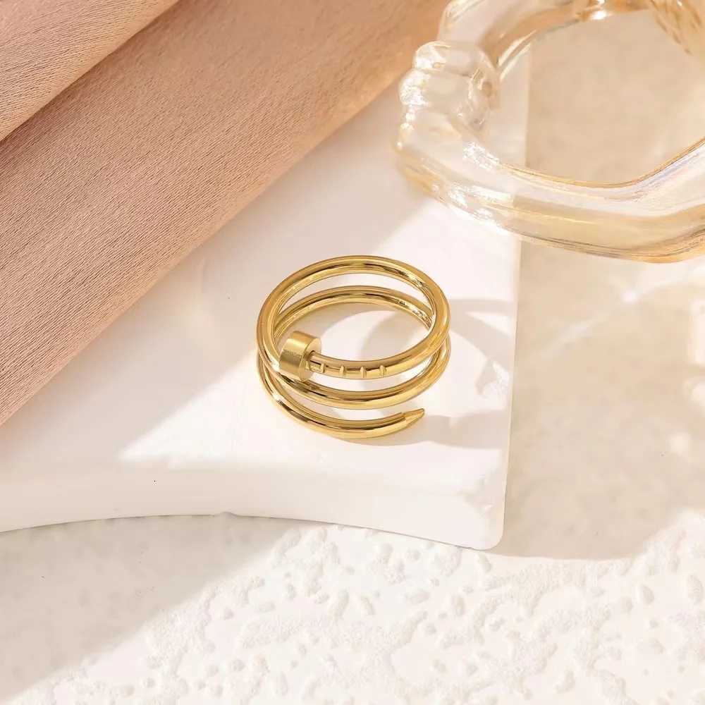 1pc hot selling new fashionable and versatile three circle nail ring womens light luxury niche highend jewelryW251017