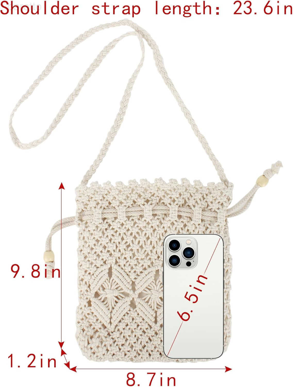 Handwoven Cotton Straw Shoulder Bag Crochet Tassel Beach Bohemian Purse for Women Z251016