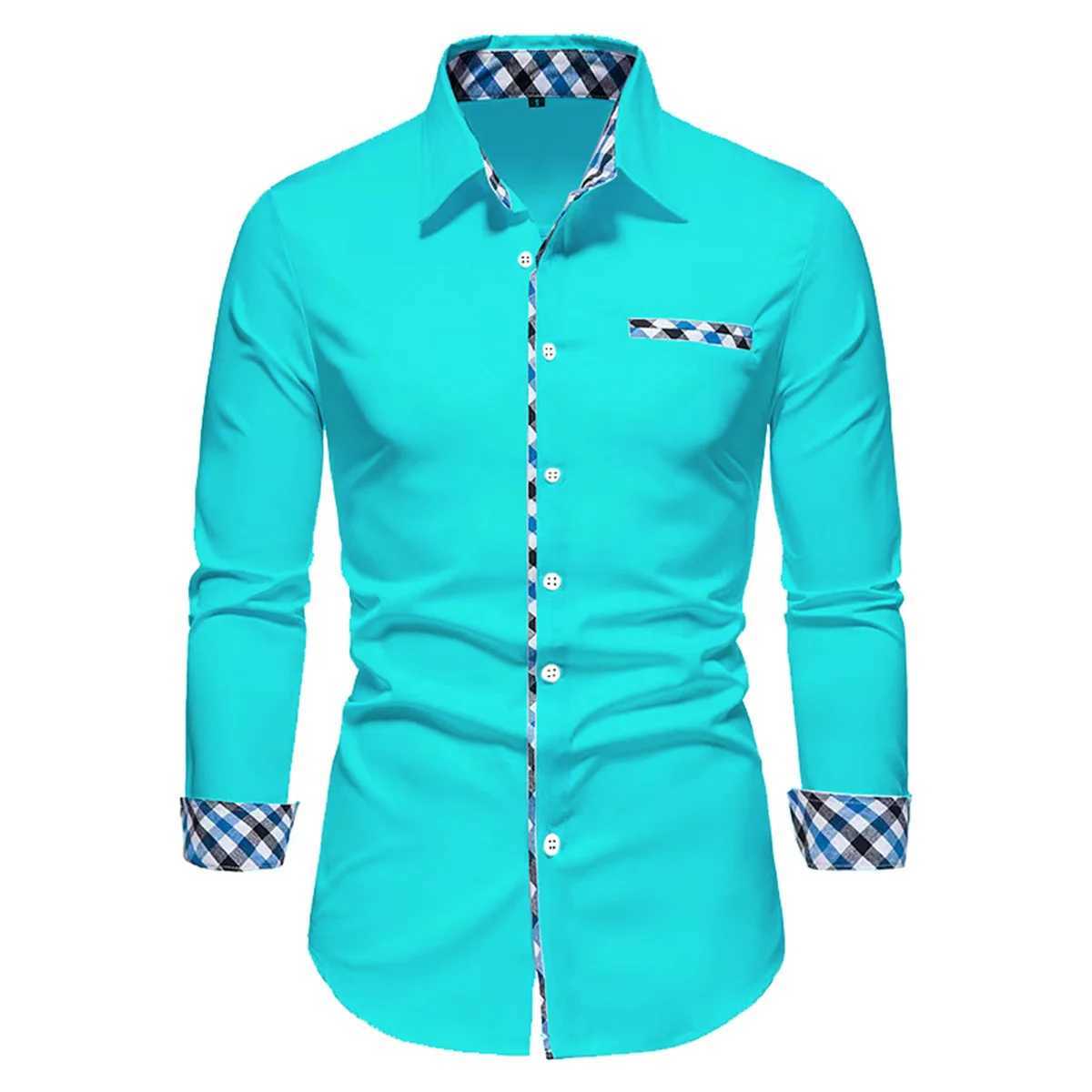 Mens Casual Fashion Black and White Business Lapel Button Shirt Red Blue White Shirt S6XL J251017