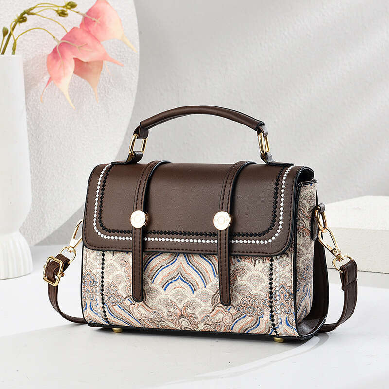 2025 New Women's National Style Embroidered Handbag Versatile Mini Shoulder Crossbody Small Square Bag for Women
