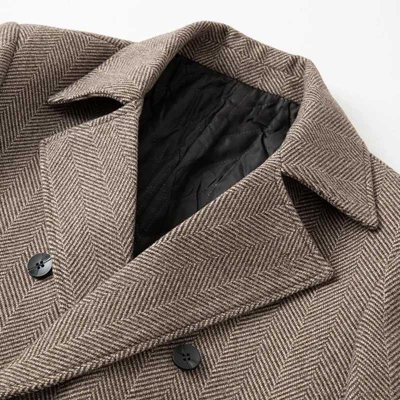 New Winter Men Double Breasted Business Casual Woolen Coats Cashmere Warm Trench Coats Long Jackets High Quality Male Overcoats J251017