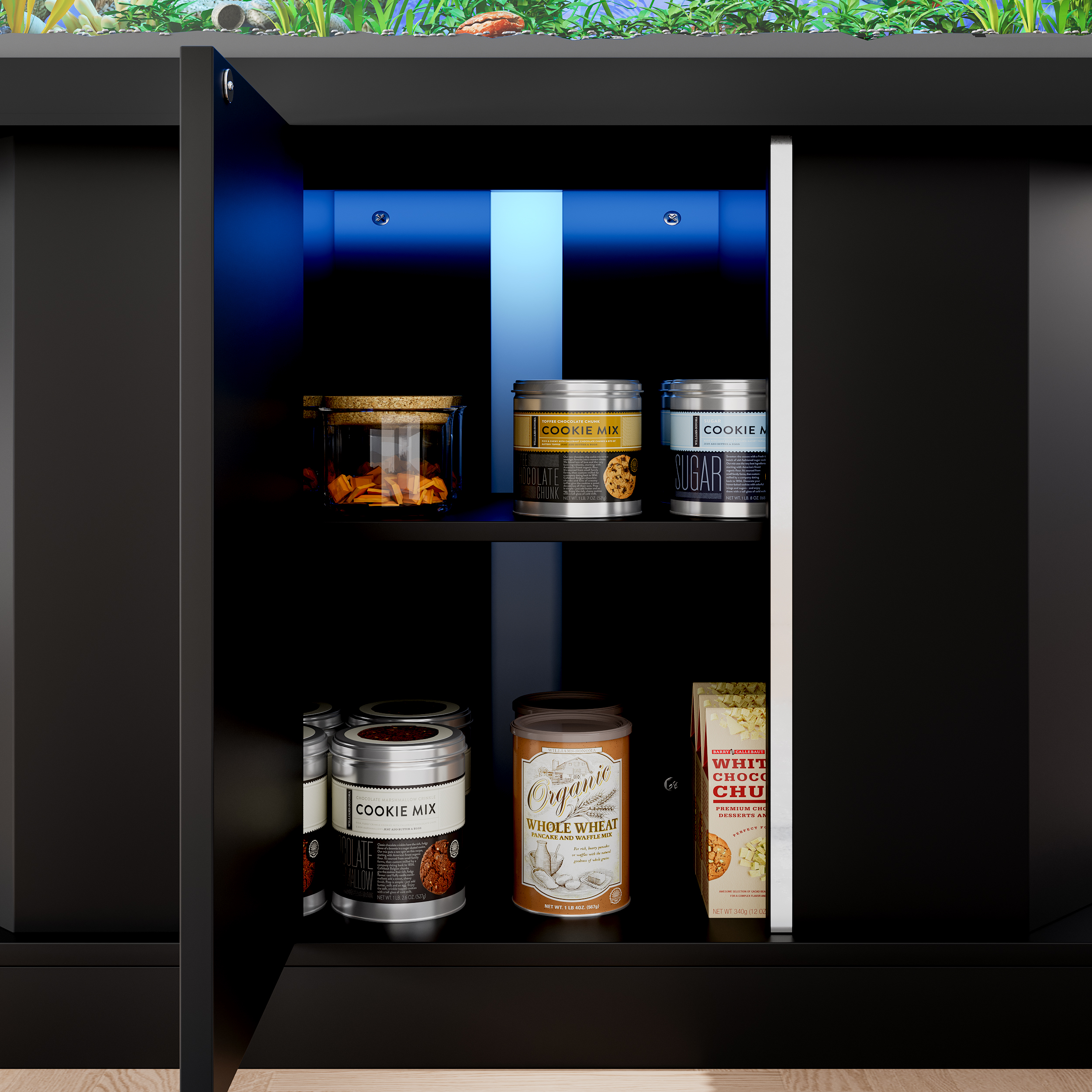 Modern 55-75 Gallon Fish Tank Stand with Power Outlet (4 AC 2 USB Ports) Heavy Duty Aquarium Stand with Cabinet Storage for Turtle Tank Reptile Terrar