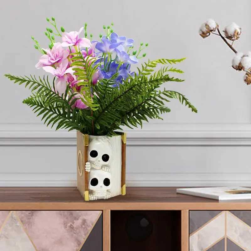 Skull Vase Skull Book Planter Pot Halloween Skeleton Planter Book Flower Planter Unique Creative For Garden Succulent Plant C251017