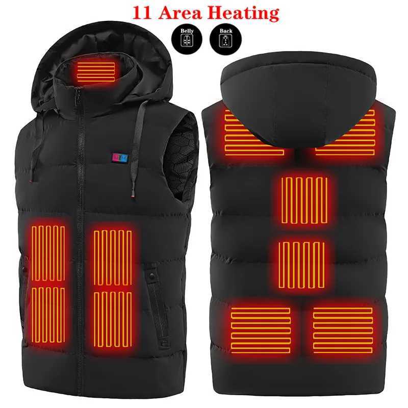 11PCS Usb Sport Hiking Winter Heating Vest Men Women Warm Heated Smart Jacket Graphene Heat Thermal Clothing Hoodied Plus Size H251017
