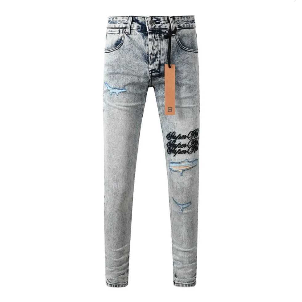 High Street 1 Trendy Mens Jeans Vintage Low Rise Stretch Skinny Button Fly Ripped Hold Fashion Pants1 Y251105