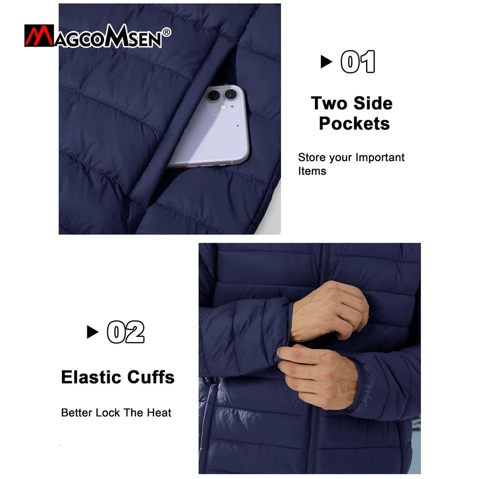 MAGCOMSEN Lightweight Puffer Jacket Mens Winter Thermal Warm Quilted Coat Waterproof Windproof Puffy Jackets Male Windbreaker 251017