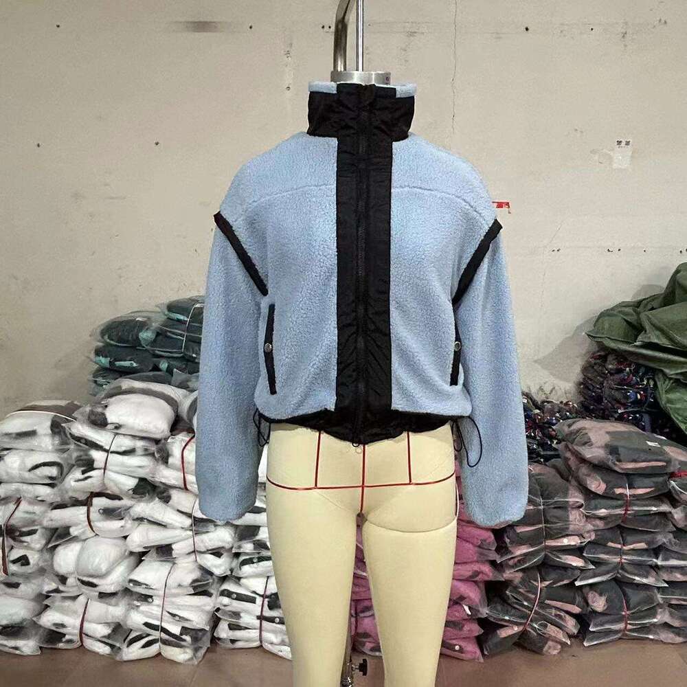 New Product Stand Collar Autumn Winter Fashion Outdoor Lamb Wool Cardigan Zipper Jacket B5