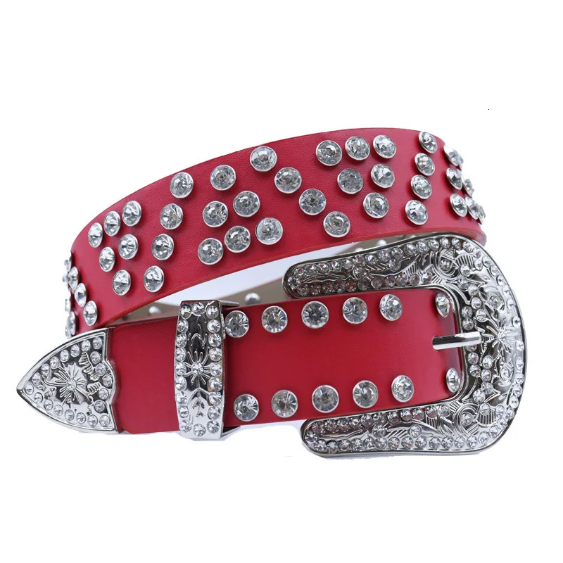 Hip Hop Party Punk Men Women Unisex Ice Belt Y2K Western Crystal BB Rhinestone Belt Studded Sparkly PU Leather Belt 251010
