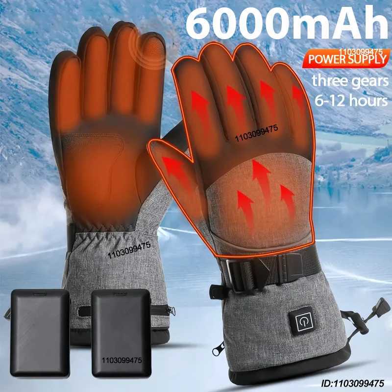 Electric Heated Gloves Men Women Rechargeable 6000mAh Battery Touchscreen Waterproof Winter Ski Motorcycle Gloves Hand Warmers H251017