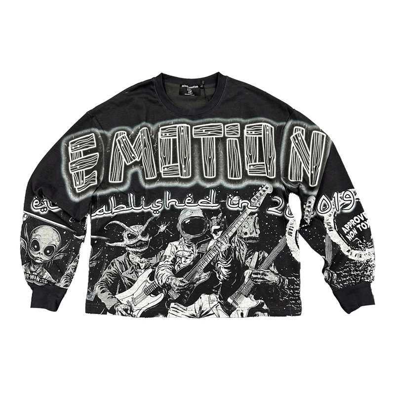 Black MIXED EMOTION en Print Sweatshirts Men Women High Quty Crewneck T251016