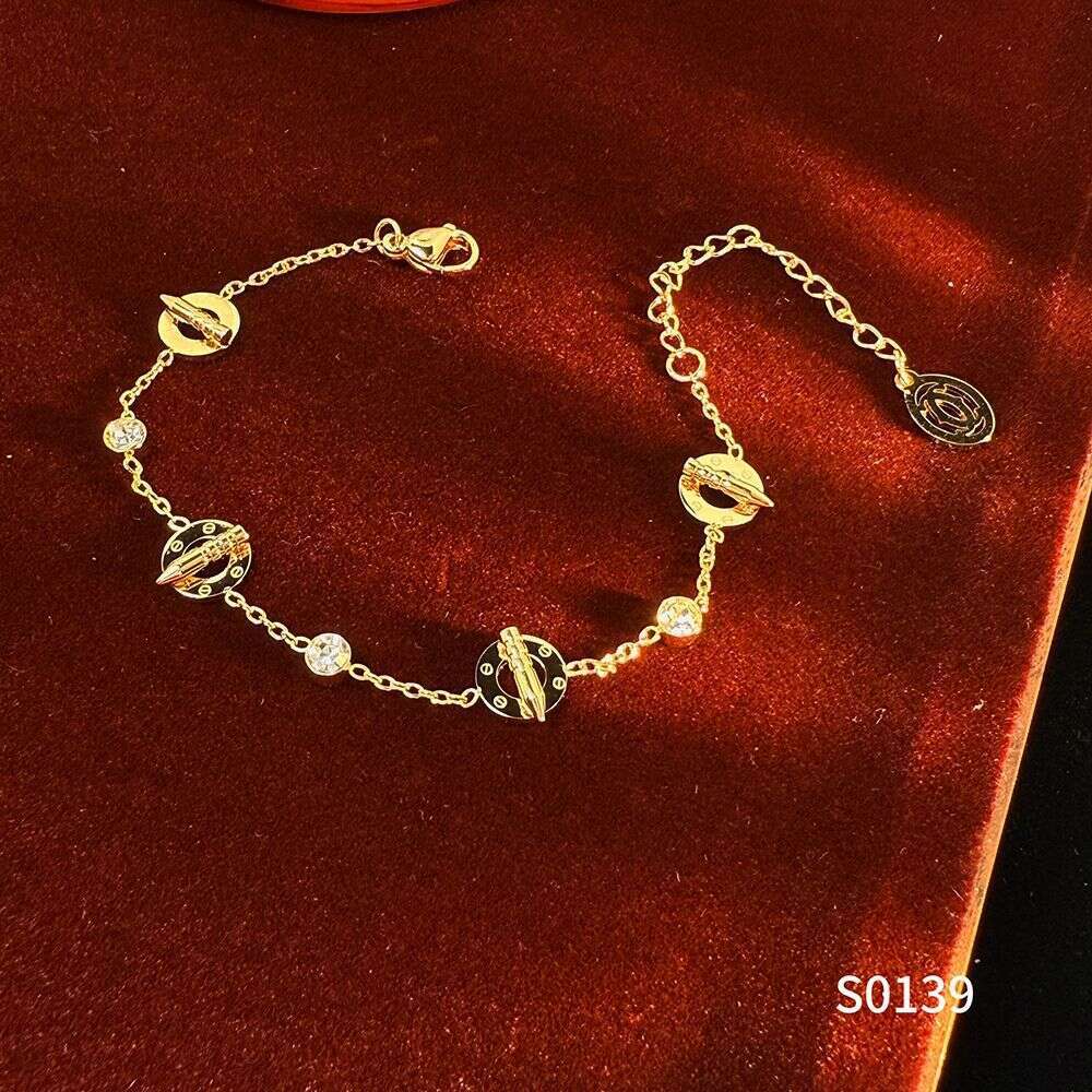 Vacuum Electroplated Titanium Steel Micro-inlaid Classic Kia Nail Ins Niche Light Bracelet