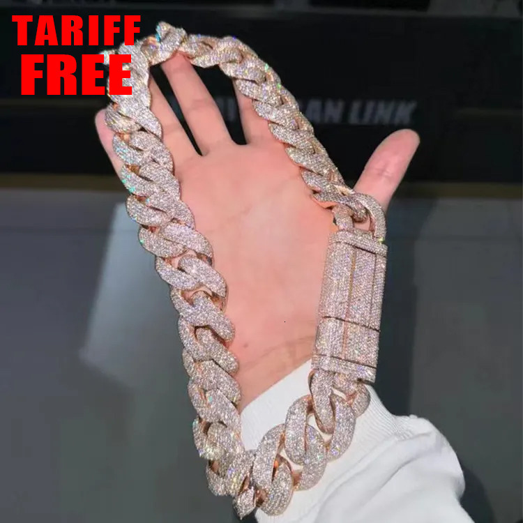 Heavy Silver Big Size Necklace VVS Moissanite Diamond Iced Out Cuban Lidynamic Chain Cuban Chain for Hiphop Jewelry