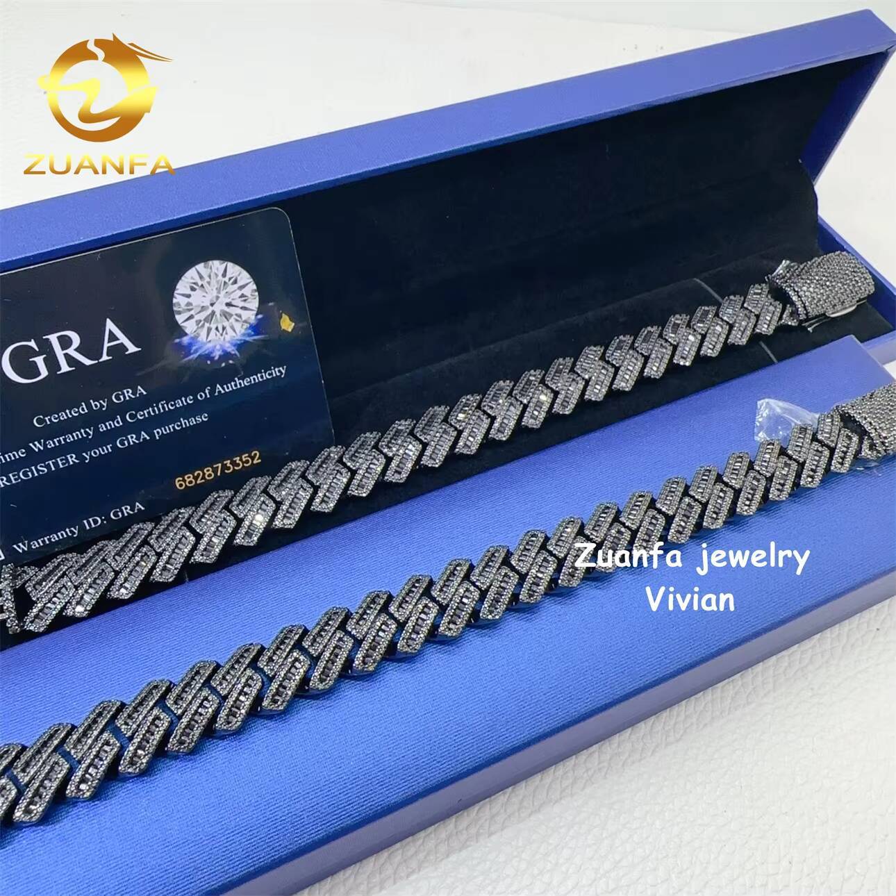 moissanite bracelet Vvs Moissanite Hip Hop Jewelry GRA Certificated 20mm Iced Out Silver 925 Diamond Bracelet Cuban Link Chain