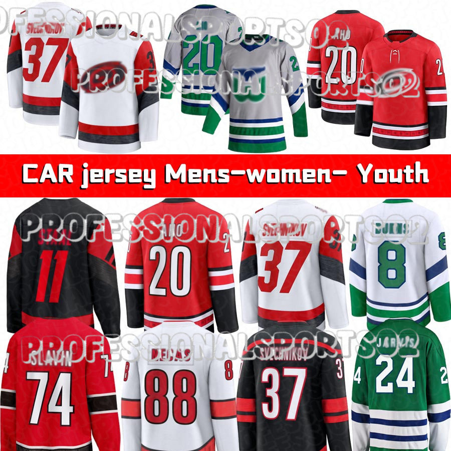 Hurricanes Jersey #20 Aho A #37 Svechnikov 22 Stankoven Hockey Jerseys Seth Jarvis Brent Burns Jordan Staal Hockey Jerseys