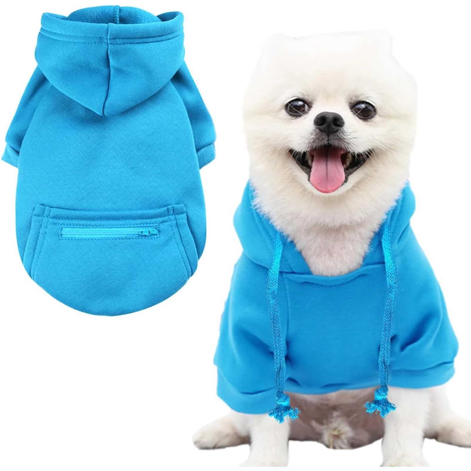 1 Pieces Hoodie Sweatshirts with Pockets Clothes for Small Dogs Cat Custume Small mediumsized dog zipper pocket hoodieW251017