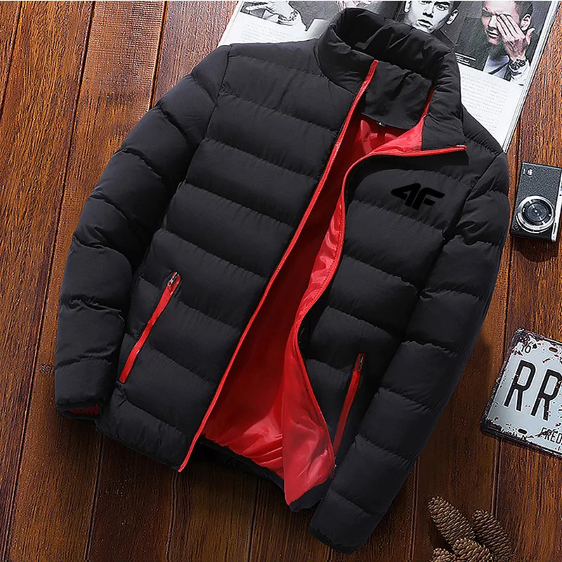 Mens casual jacket waterproof windbreaker zippered warm solid color large size autumn and winter 251017