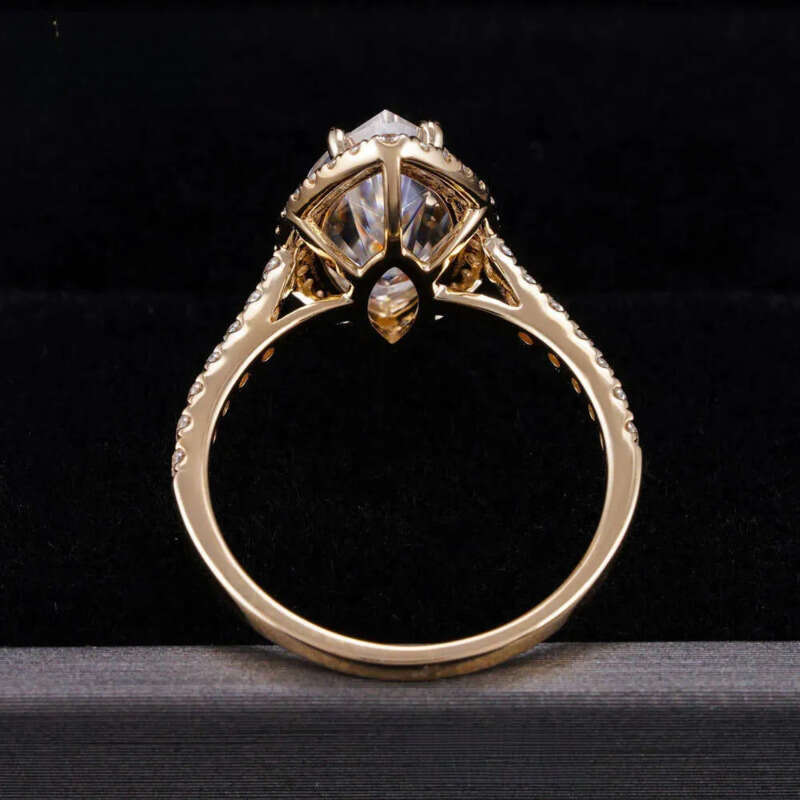 GRA Certificated 14K Gold 3CT Halo Marquise VVS Moissanite Dia Ring Custom Women Fine Engagement Wedding Rings