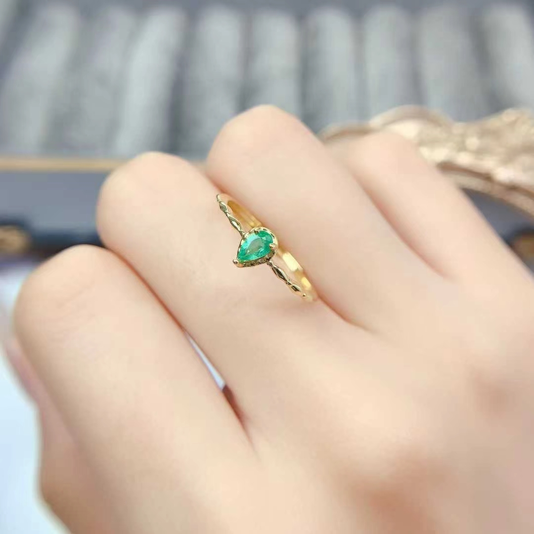 Sterling silver emerald ring classic design 925 silver ring for girl 3mm*5mm natural Colombian emerald jewelry