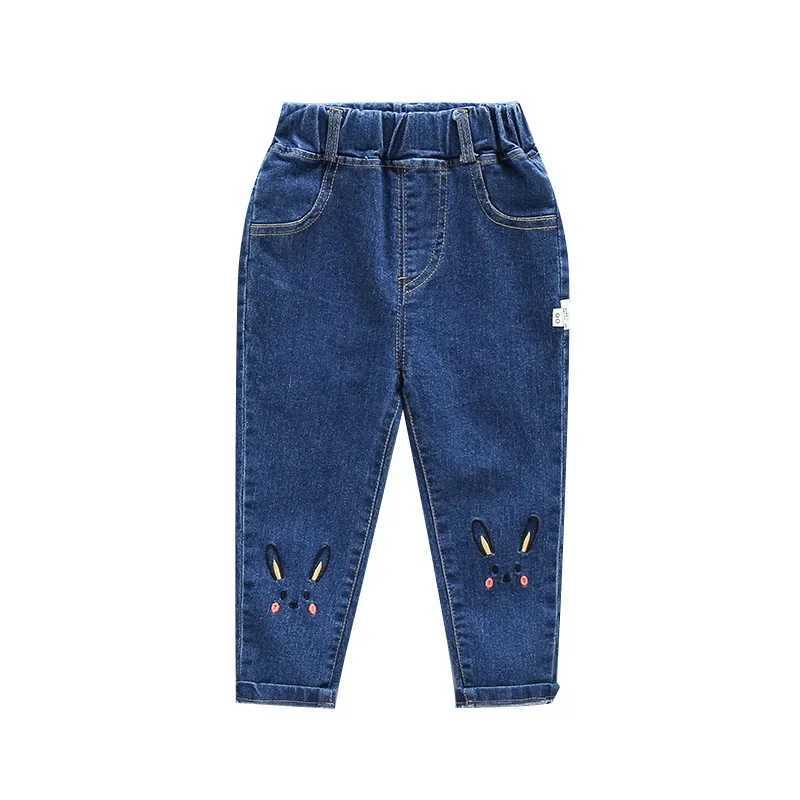 Girls Winter Pants Thick Warm Jeans Baby 28 Year Casual Long Pants Elastic Waist Trousers Kids Cartoon Cat Lovely Outdoor PantsT251017