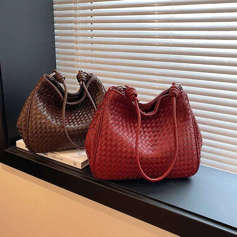 Trendy Woven Commuter Bag Women S Large Capacity Shoulder Underarm Tote With Premium Texture Stylish Functional