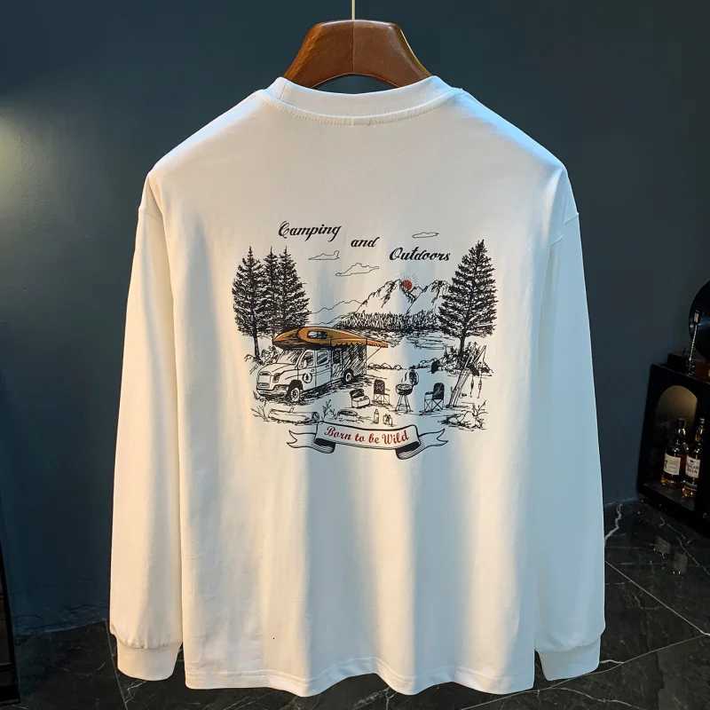 2025 Spring and Autumn New Long Sleeveshirt Mens Large Loose Round Neck High end Casual Hoodie Z251017