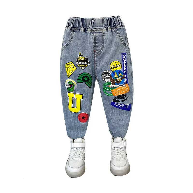 Boys Graffiti Stretch Jeans Spring and Autumn New Childrens AllMatch Trendy Brand Pants Boys Foreign Trade CrawlerT251017