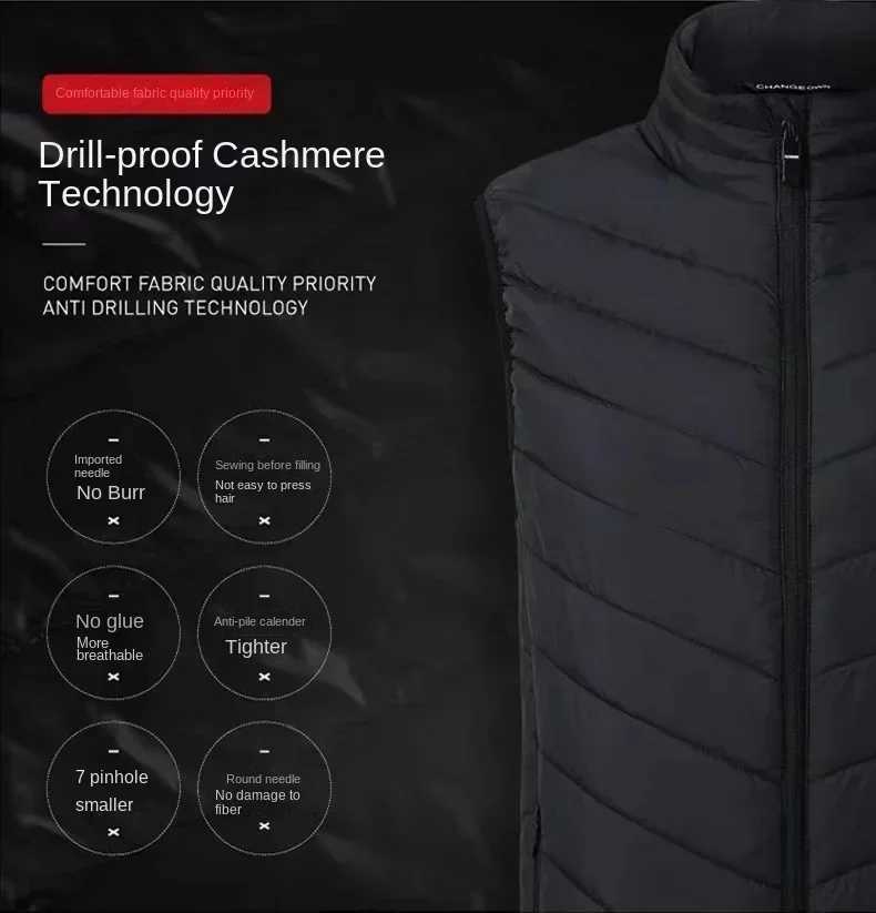 21 Zone Heating Vest Mens USB Infrared Thermal Jacket Smart Heating Clothes New Winter Coldproof Thick Sleeveless Coat Hiking H251017
