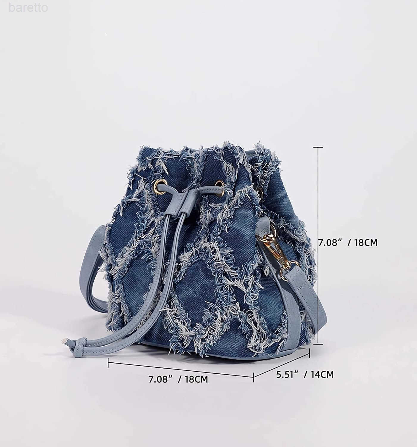 Womens Small Denim Bucket Purse Tiedyeing Quilted Distressed Shoulder Crossbody Bag Z251017
