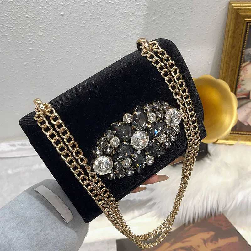 High Quality Luxury Velvet Handbag Glitter Rhinestones Diamond Evening Bag Clutch Purse For Wedding Party Shoulder Crossbody Bag Z251017