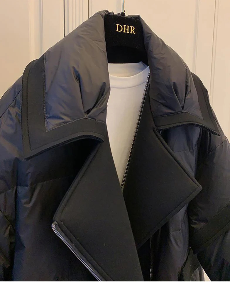 Womens Korean Style Winter Cottonpadded Jacket Suit Collar Panel Parka Coat Short Loose Fashion And Chic Jackets 251011