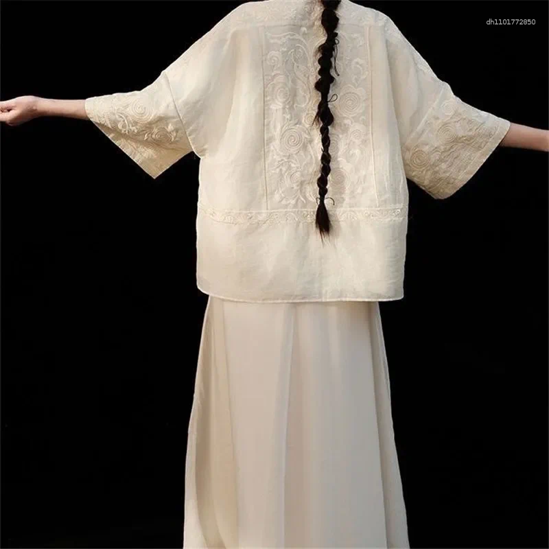 Women's Jackets 2025 Summer Retro Solid Embroidery Jacket Women High-end Square Neck Female Clothing Chinese Style Loose Lace-up Coat