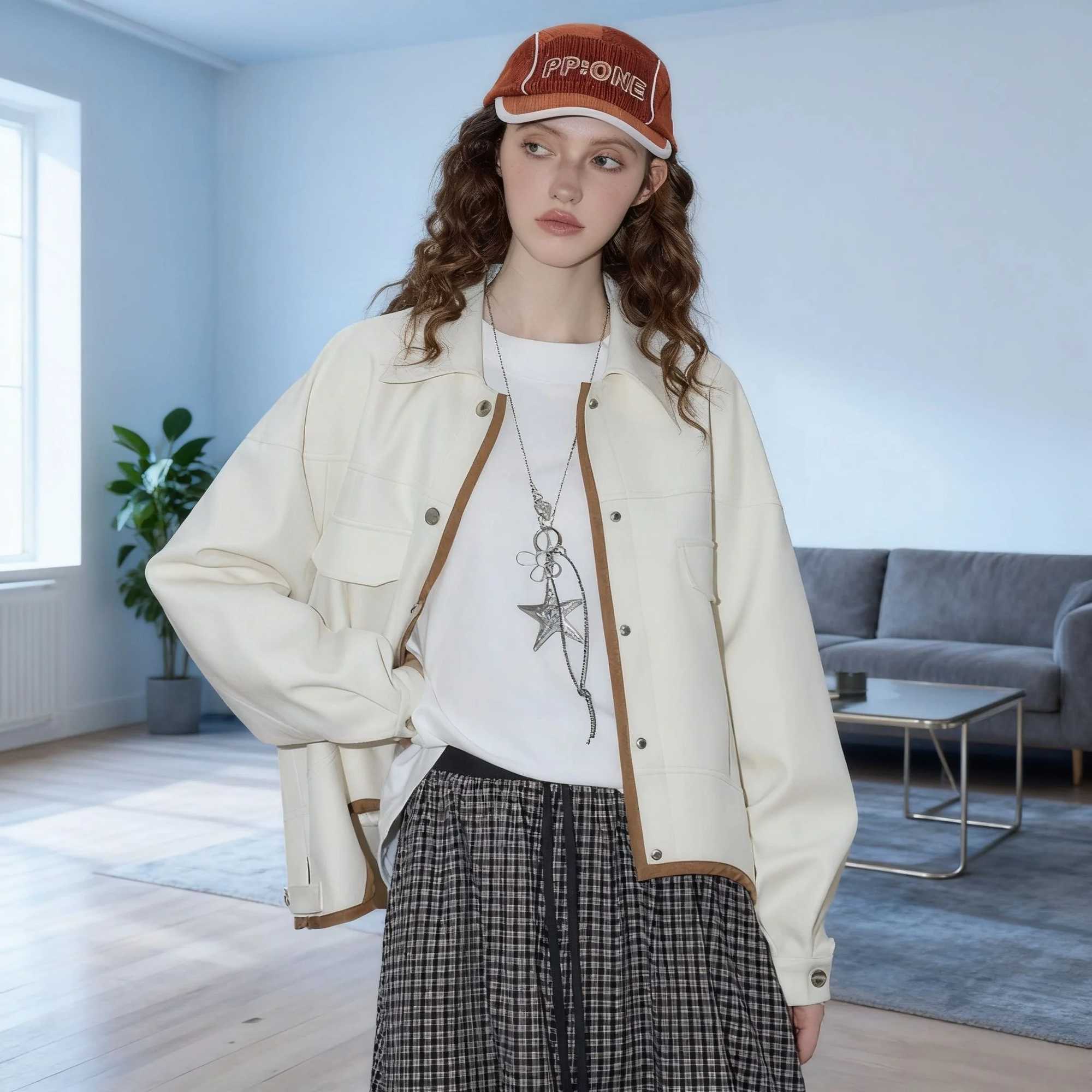 Womens Color Block Long Sleeve Coat Asymmetrical Hem Jacket Turn Down Collar Fashion Outerwear Autumn Casual Style New Arrivals W251016