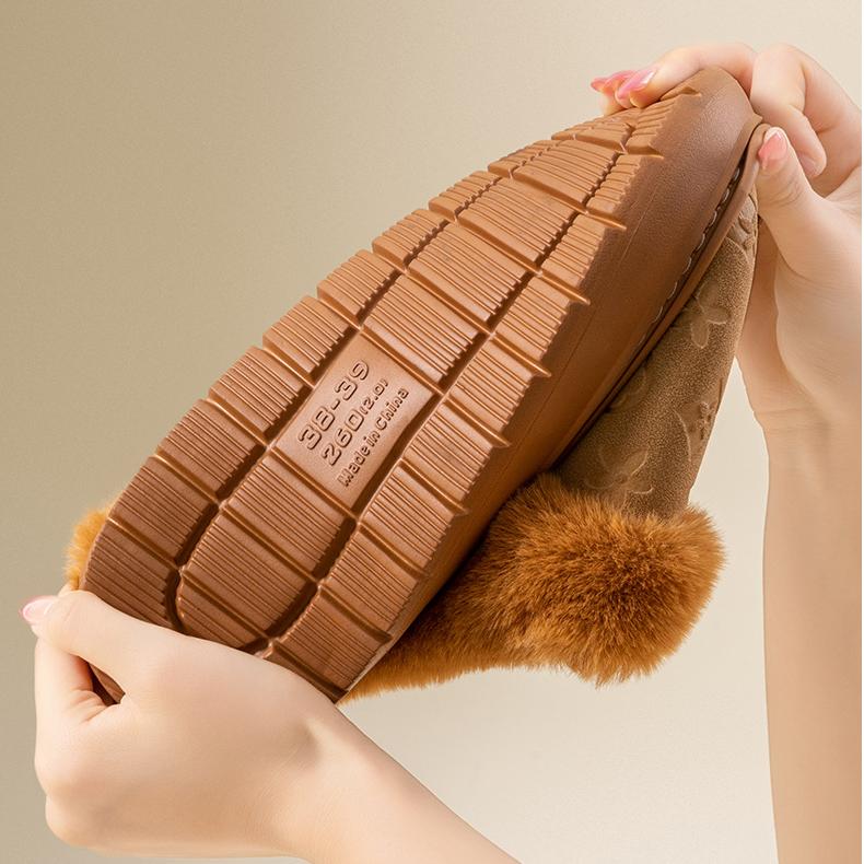 Winter New Home Shoes Fleece Lined Warm Thick Sole Outdoor Indoor Fashion Cotton Slippers
