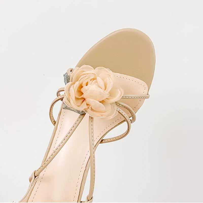 Retro Camellia Opentoe high heel shoe for woman Fashion Thin Heel Round Toe Summer Women Sandals Elegant comforts nonslip shoe Z251015