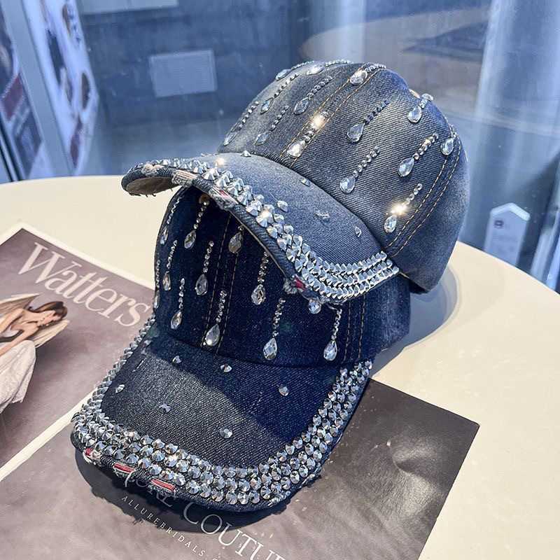 2025 New British Style Denim Embellished Casual FaceSlimming Adult Womens Baseball Cap Fashionable Stylish Duckbill Hat W251017