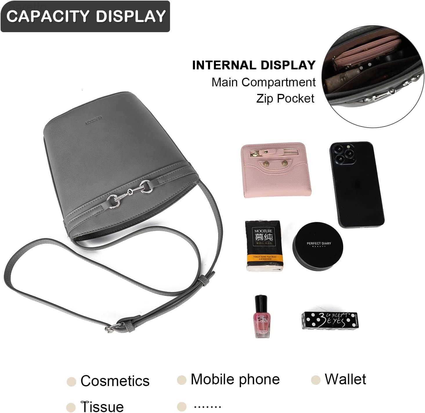 Small Crossbody Purses for Women Mini Bucket Shoulder Bags PU Leather Clutch Bag Grey Z251017